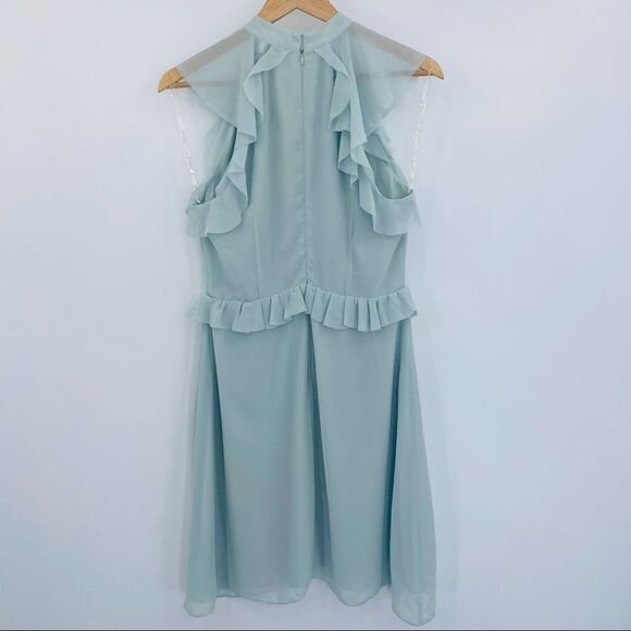 True Decadence Tall mint light seafoam green Ruffle Shoulder Dress size 12 - Picture 5 of 9
